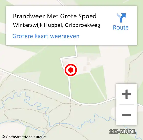 Locatie op kaart van de 112 melding: Brandweer Met Grote Spoed Naar Winterswijk Huppel, Gribbroekweg op 2 december 2014 20:20