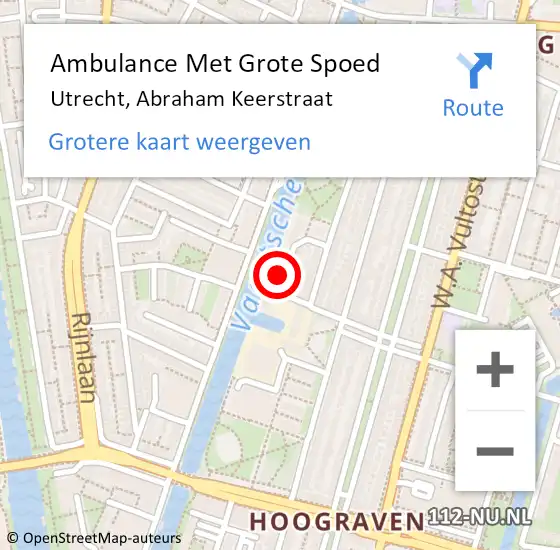 Locatie op kaart van de 112 melding: Ambulance Met Grote Spoed Naar Utrecht, Abraham Keerstraat op 2 december 2014 20:48