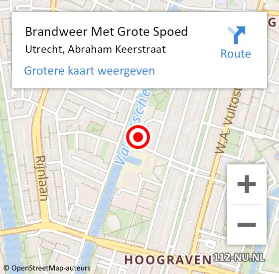 Locatie op kaart van de 112 melding: Brandweer Met Grote Spoed Naar Utrecht, Abraham Keerstraat op 2 december 2014 20:48