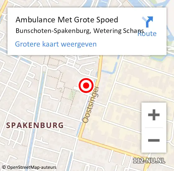 Locatie op kaart van de 112 melding: Ambulance Met Grote Spoed Naar Bunschoten-Spakenburg, Wetering Schans op 2 december 2014 21:47