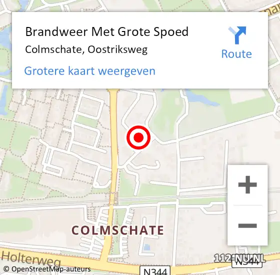 Locatie op kaart van de 112 melding: Brandweer Met Grote Spoed Naar Colmschate, Oostriksweg op 2 december 2014 22:43