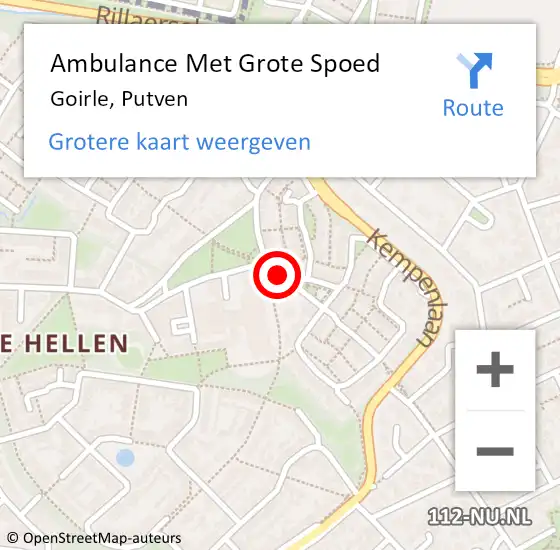 Locatie op kaart van de 112 melding: Ambulance Met Grote Spoed Naar Goirle, Putven op 2 december 2014 23:07