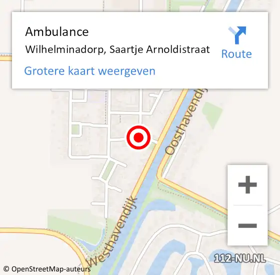 Locatie op kaart van de 112 melding: Ambulance Wilhelminadorp, Saartje Arnoldistraat op 3 december 2014 00:17