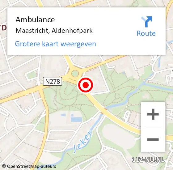 Locatie op kaart van de 112 melding: Ambulance Maastricht, Aldenhofpark op 3 december 2014 00:25