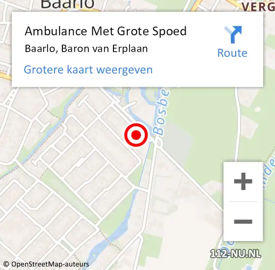 Locatie op kaart van de 112 melding: Ambulance Met Grote Spoed Naar Baarlo, Baron van Erplaan op 3 december 2014 02:54