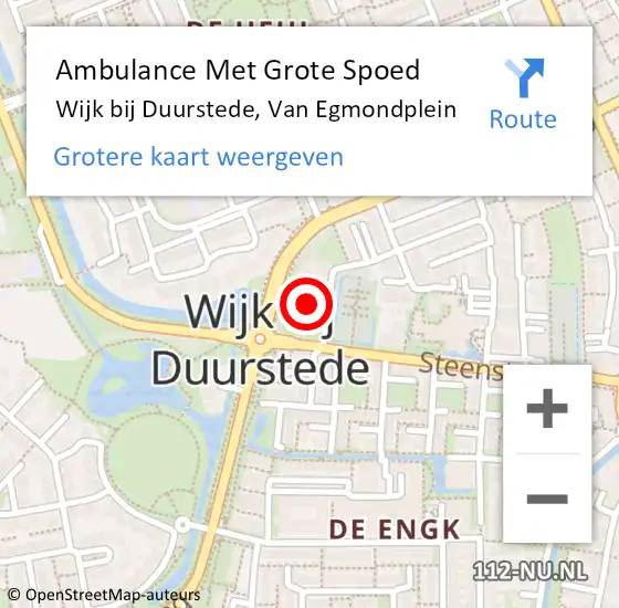 Locatie op kaart van de 112 melding: Ambulance Met Grote Spoed Naar Wijk bij Duurstede, Van Egmondplein op 3 december 2014 02:59