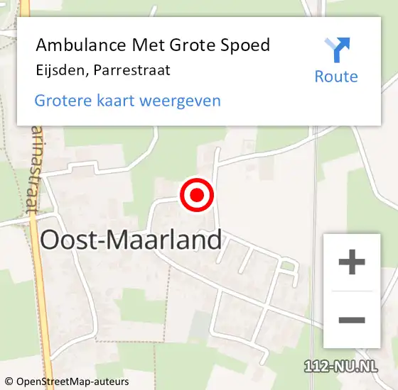 Locatie op kaart van de 112 melding: Ambulance Met Grote Spoed Naar Eijsden, Parrestraat op 3 december 2014 03:20