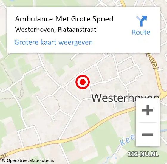 Locatie op kaart van de 112 melding: Ambulance Met Grote Spoed Naar Westerhoven, Plataanstraat op 3 december 2014 03:48