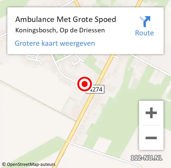 Locatie op kaart van de 112 melding: Ambulance Met Grote Spoed Naar Koningsbosch, Op de Driessen op 3 december 2014 05:20