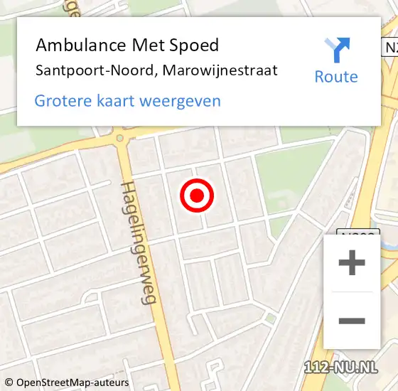 Locatie op kaart van de 112 melding: Ambulance Met Spoed Naar Santpoort-Noord, Marowijnestraat op 3 december 2014 07:05