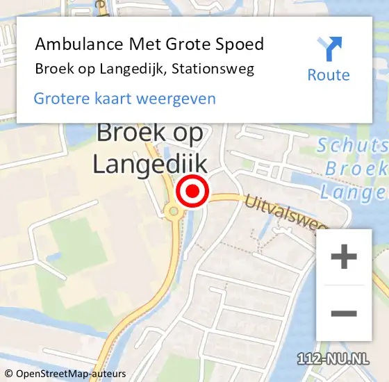 Locatie op kaart van de 112 melding: Ambulance Met Grote Spoed Naar Broek op Langedijk, Stationsweg op 23 oktober 2013 00:22