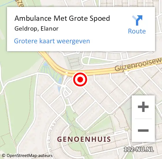 Locatie op kaart van de 112 melding: Ambulance Met Grote Spoed Naar Geldrop, Elanor op 3 december 2014 08:14