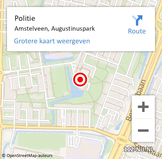 Locatie op kaart van de 112 melding: Politie Amstelveen, Augustinuspark op 23 oktober 2013 00:33