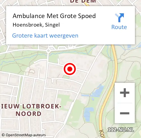 Locatie op kaart van de 112 melding: Ambulance Met Grote Spoed Naar Hoensbroek, Singel op 3 december 2014 08:26