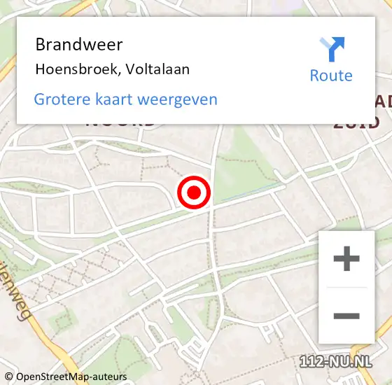 Locatie op kaart van de 112 melding: Brandweer Hoensbroek, Voltalaan op 3 december 2014 08:34