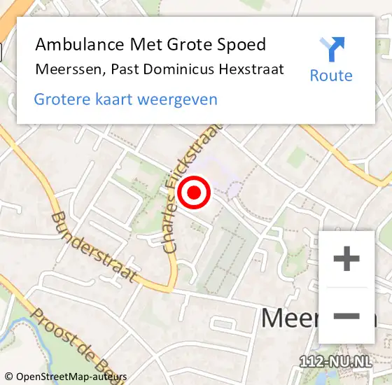 Locatie op kaart van de 112 melding: Ambulance Met Grote Spoed Naar Meerssen, Past Dominicus Hexstraat op 3 december 2014 08:42