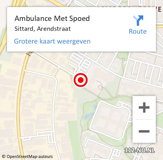 Locatie op kaart van de 112 melding: Ambulance Met Spoed Naar Sittard, Arendstraat op 3 december 2014 09:37