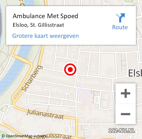 Locatie op kaart van de 112 melding: Ambulance Met Spoed Naar Elsloo, St. Gillisstraat op 3 december 2014 09:45