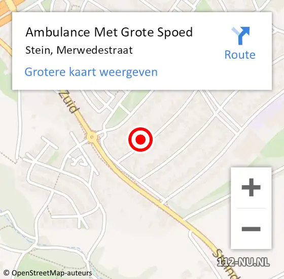 Locatie op kaart van de 112 melding: Ambulance Met Grote Spoed Naar Stein, Merwedestraat op 3 december 2014 10:07