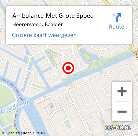 Locatie op kaart van de 112 melding: Ambulance Met Grote Spoed Naar Heerenveen, Baalder op 3 december 2014 10:22