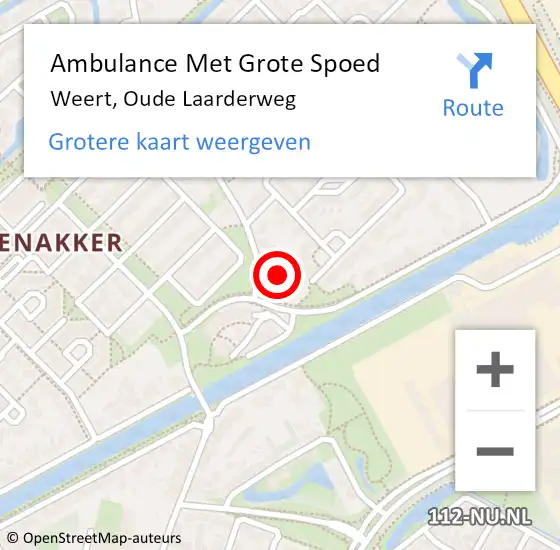 Locatie op kaart van de 112 melding: Ambulance Met Grote Spoed Naar Weert, Oude Laarderweg op 3 december 2014 10:31