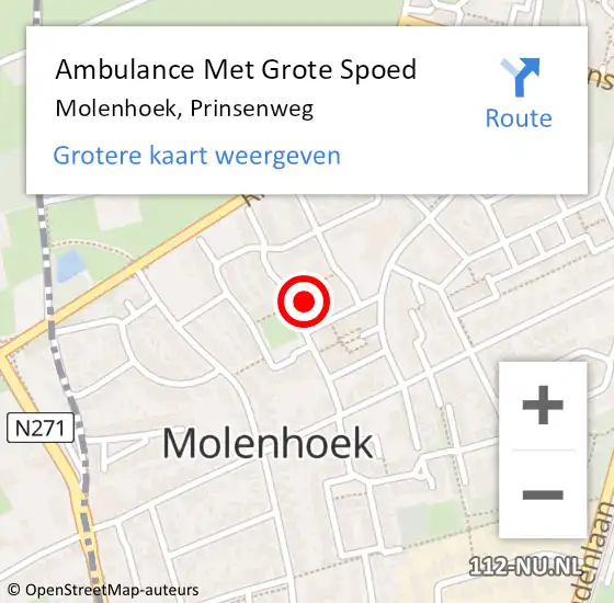 Locatie op kaart van de 112 melding: Ambulance Met Grote Spoed Naar Molenhoek, Prinsenweg op 3 december 2014 11:36