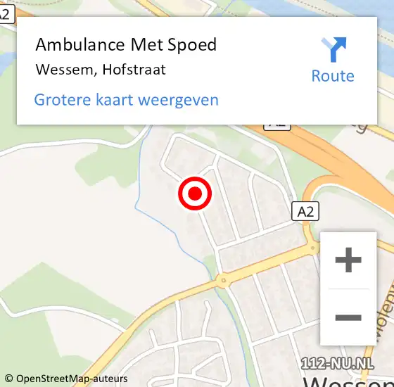 Locatie op kaart van de 112 melding: Ambulance Met Spoed Naar Wessem, Hofstraat op 3 december 2014 11:40