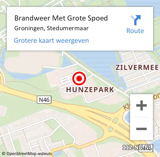 Locatie op kaart van de 112 melding: Brandweer Met Grote Spoed Naar Groningen, Stedumermaar op 3 december 2014 12:07