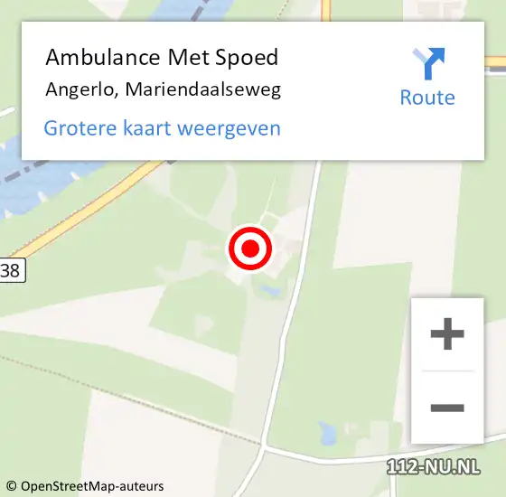 Locatie op kaart van de 112 melding: Ambulance Met Spoed Naar Angerlo, Mariendaalseweg op 3 december 2014 12:53