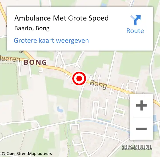 Locatie op kaart van de 112 melding: Ambulance Met Grote Spoed Naar Baarlo, Bong op 3 december 2014 13:16