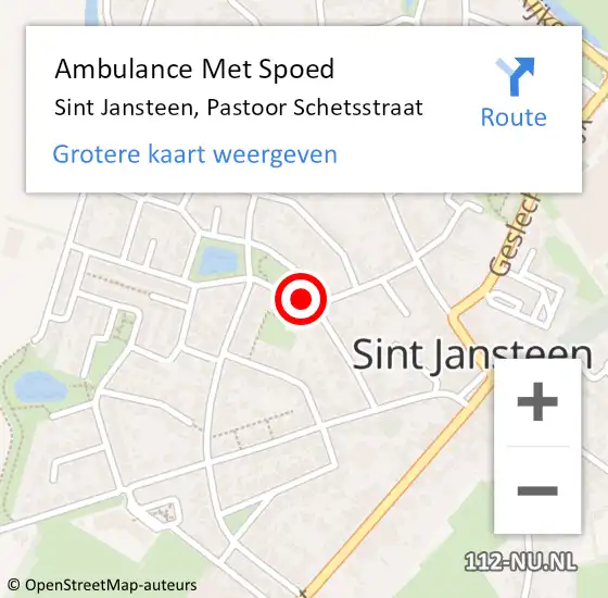 Locatie op kaart van de 112 melding: Ambulance Met Spoed Naar Sint Jansteen, Pastoor Schetsstraat op 3 december 2014 13:29