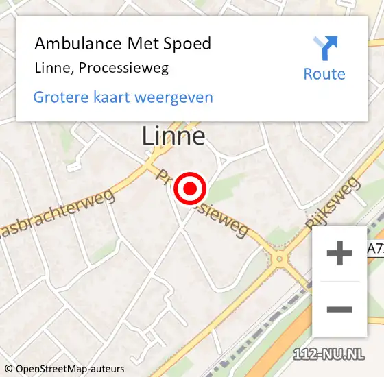 Locatie op kaart van de 112 melding: Ambulance Met Spoed Naar Linne, Processieweg op 3 december 2014 14:31