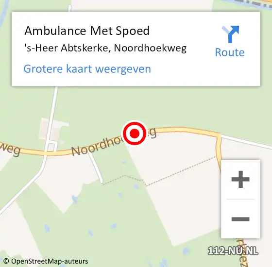 Locatie op kaart van de 112 melding: Ambulance Met Spoed Naar 's-Heer Abtskerke, Noordhoekweg op 3 december 2014 15:37