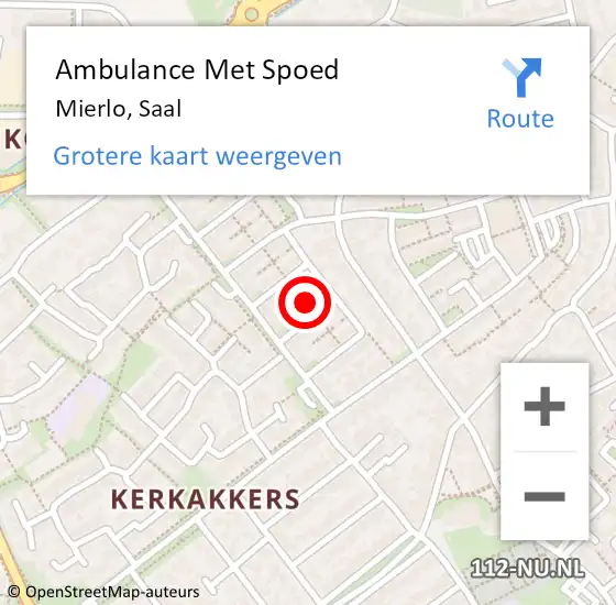 Locatie op kaart van de 112 melding: Ambulance Met Spoed Naar Mierlo, Saal op 3 december 2014 16:18