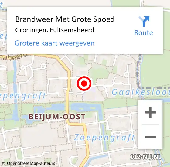 Locatie op kaart van de 112 melding: Brandweer Met Grote Spoed Naar Groningen, Fultsemaheerd op 3 december 2014 16:22