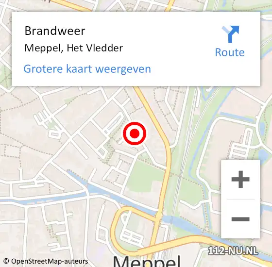 Locatie op kaart van de 112 melding: Brandweer Meppel, Het Vledder op 3 december 2014 17:21