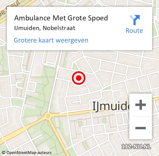 Locatie op kaart van de 112 melding: Ambulance Met Grote Spoed Naar IJmuiden, Nobelstraat op 3 december 2014 17:27