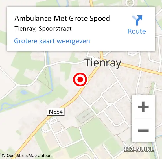 Locatie op kaart van de 112 melding: Ambulance Met Grote Spoed Naar Tienray, Spoorstraat op 3 december 2014 18:08