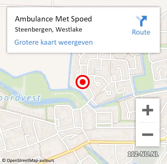 Locatie op kaart van de 112 melding: Ambulance Met Spoed Naar Steenbergen, Westlake op 3 december 2014 18:50