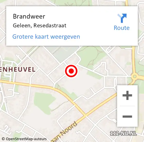 Locatie op kaart van de 112 melding: Brandweer Geleen, Resedastraat op 3 december 2014 20:10