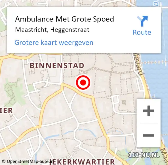 Locatie op kaart van de 112 melding: Ambulance Met Grote Spoed Naar Maastricht, Heggenstraat op 3 december 2014 21:06