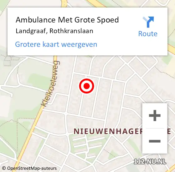 Locatie op kaart van de 112 melding: Ambulance Met Grote Spoed Naar Landgraaf, Rothkranslaan op 3 december 2014 21:10