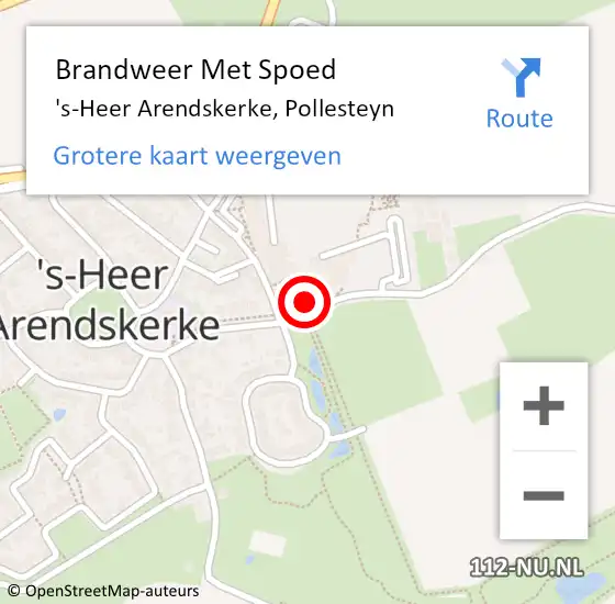 Locatie op kaart van de 112 melding: Brandweer Met Spoed Naar 's-Heer Arendskerke, Pollesteyn op 3 december 2014 21:47