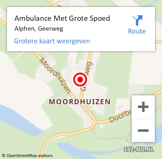 Locatie op kaart van de 112 melding: Ambulance Met Grote Spoed Naar Alphen, Geerweg op 3 december 2014 21:52