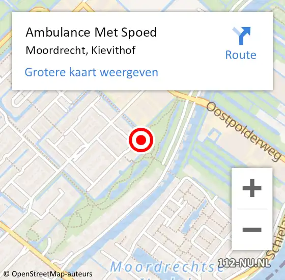 Locatie op kaart van de 112 melding: Ambulance Met Spoed Naar Moordrecht, Kievithof op 3 december 2014 22:06