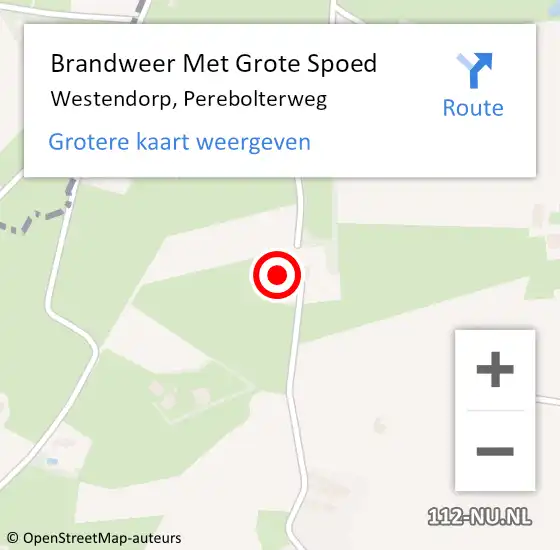 Locatie op kaart van de 112 melding: Brandweer Met Grote Spoed Naar Westendorp, Perebolterweg op 3 december 2014 22:16