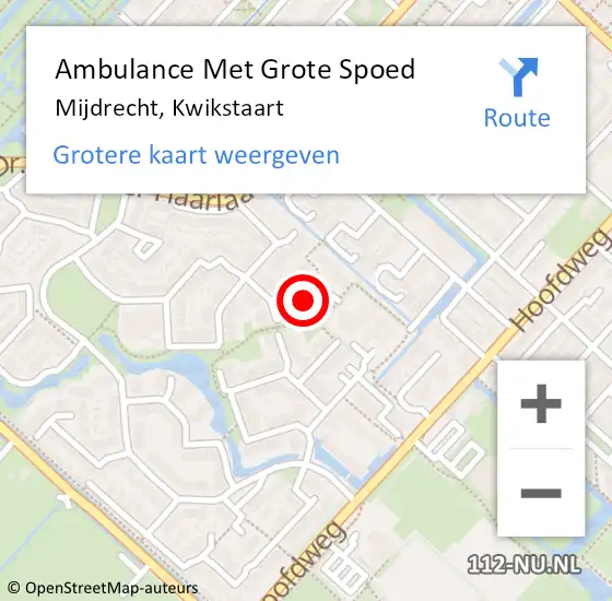 Locatie op kaart van de 112 melding: Ambulance Met Grote Spoed Naar Mijdrecht, Kwikstaart op 23 oktober 2013 05:33