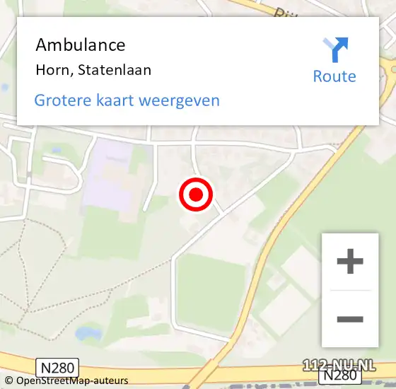 Locatie op kaart van de 112 melding: Ambulance Horn, Statenlaan op 3 december 2014 23:06