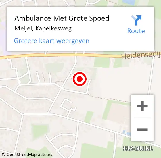 Locatie op kaart van de 112 melding: Ambulance Met Grote Spoed Naar Meijel, Kapelkesweg op 3 december 2014 23:36