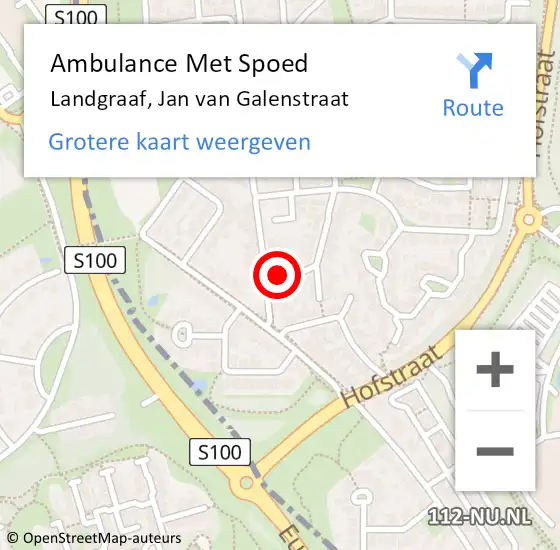 Locatie op kaart van de 112 melding: Ambulance Met Spoed Naar Landgraaf, Jan van Galenstraat op 3 december 2014 23:51